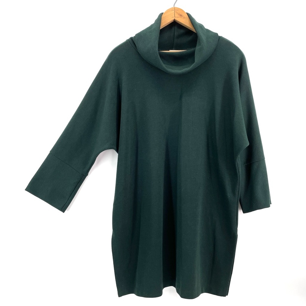 Weekenders Cowl Neck Sweater‎ Tunic XS Hunter Green Thick Ribbed Batwing Sleeve